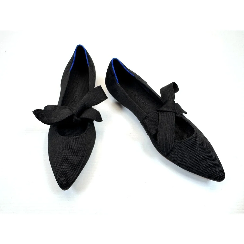 Rothy's The Point Mary Jane Bow Tie Flats Women 9.5‎ EUC Washable Comfort Knit